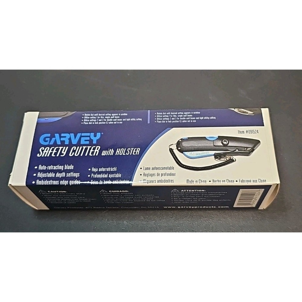 Garvey Safety Cutter with Holster – Auto-Retractable and Lightweight. Box Cutter